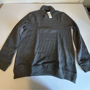 NWT Tasso Elba Men's charcoal Gray shawl collar style Turtleneck Sweater